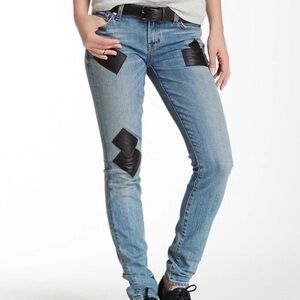 Elizabeth & James Textile Neil leather patch jeans